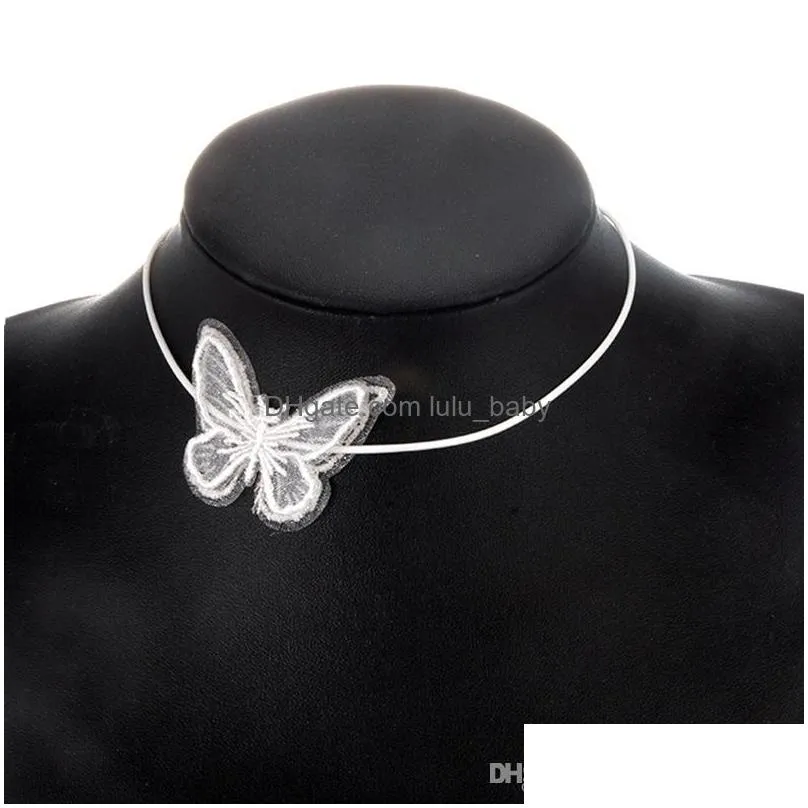 2019 japanese and korean jewelry black fashion simple lace butterfly clavicle chain choker short necklace ladies
