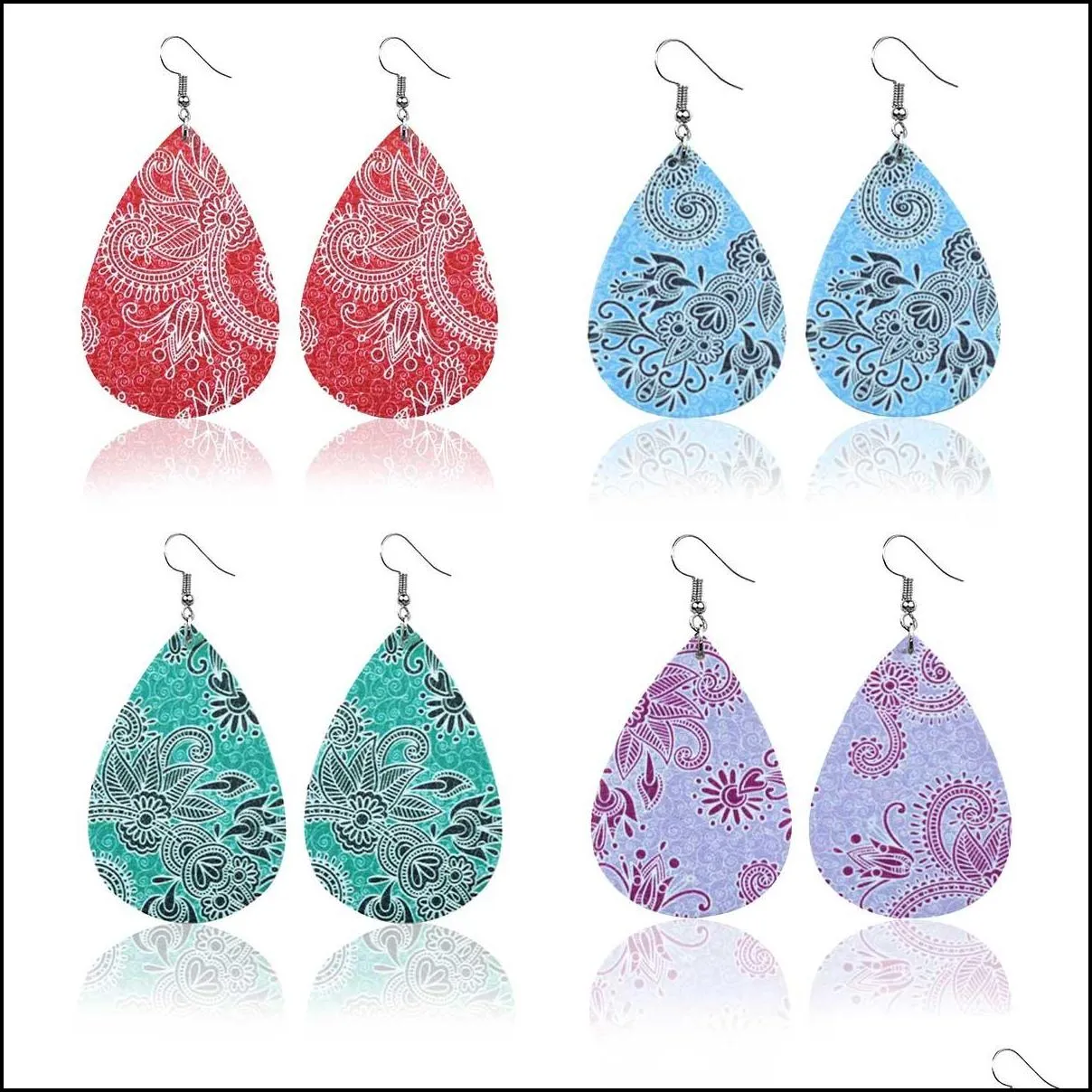 teardrop leather earrings leaf drop lightweight bohemian earrings for women girls