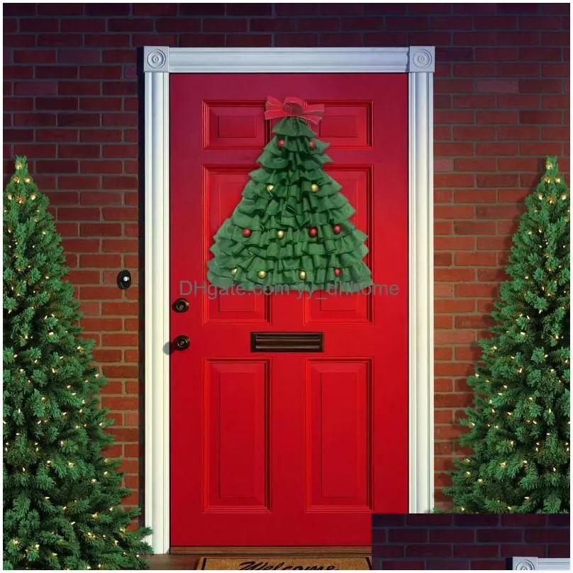 christmas decorations door hanging decoration green linen tree cloth adornos de navidad decorchristmas