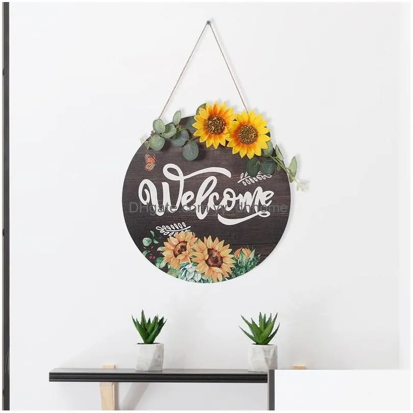 christmas decorations american country round hanging welcome door sunflower wooden decorationchristmas