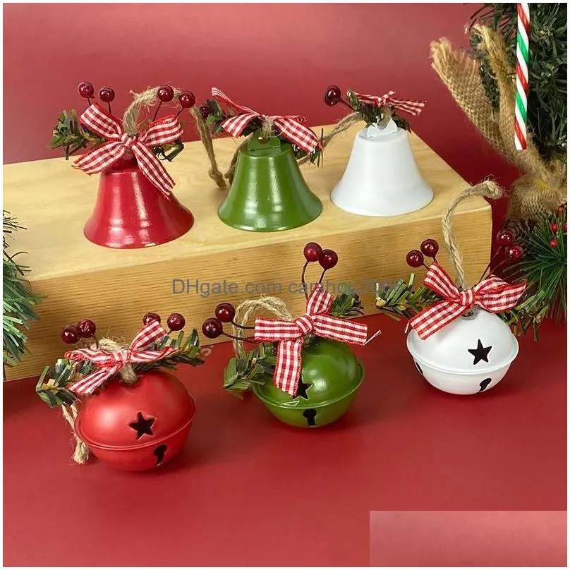 christmas decorations 2pcs bell red white green metal jingle bells tree hanging pendant ornament xmas year home diy