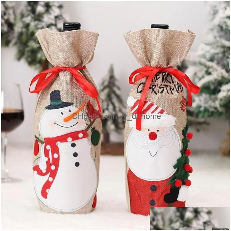christmas decorations 2023 year gift bags wine bottle dust cover xmas for home navidad 2022 dinner table decor