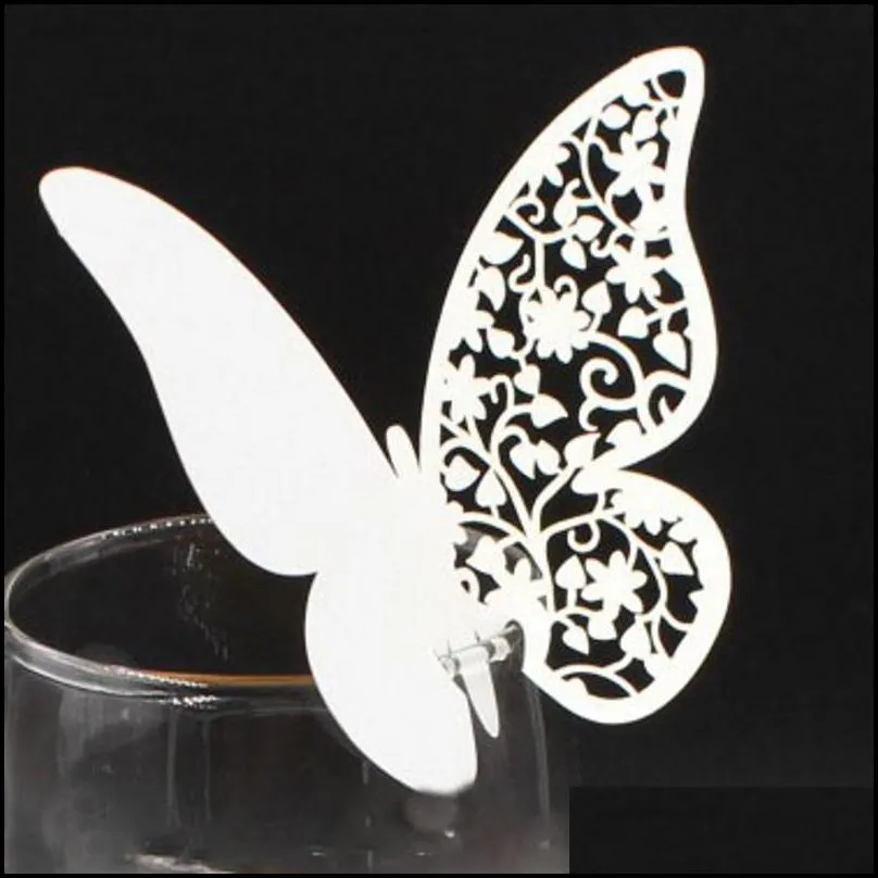 white hollow paper butterfly cards wedding decorations card party hotel home red wine champagne cards 0 2jg g2