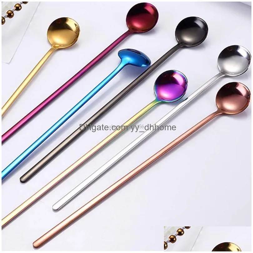 home long handle stirring scoops stainless steel coffee scoops ice scoop mug cup spoon home kitchen coffeeware 