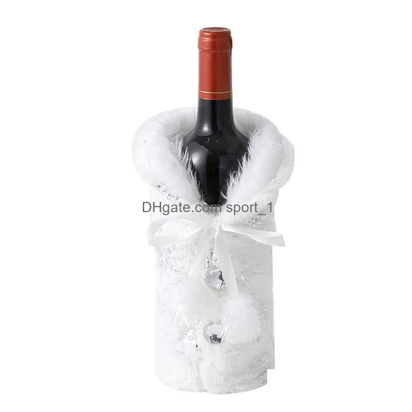 christmas decorations 1pc red wine bottle covers santa claus fashion coat champagne cover for xmas home party dinner table