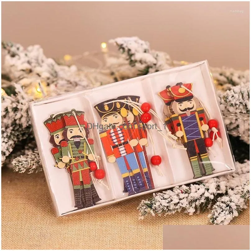 christmas decorations 9pcs nutcracker soldier wooden pendants decoration puppet for year home xmas ornaments 2022