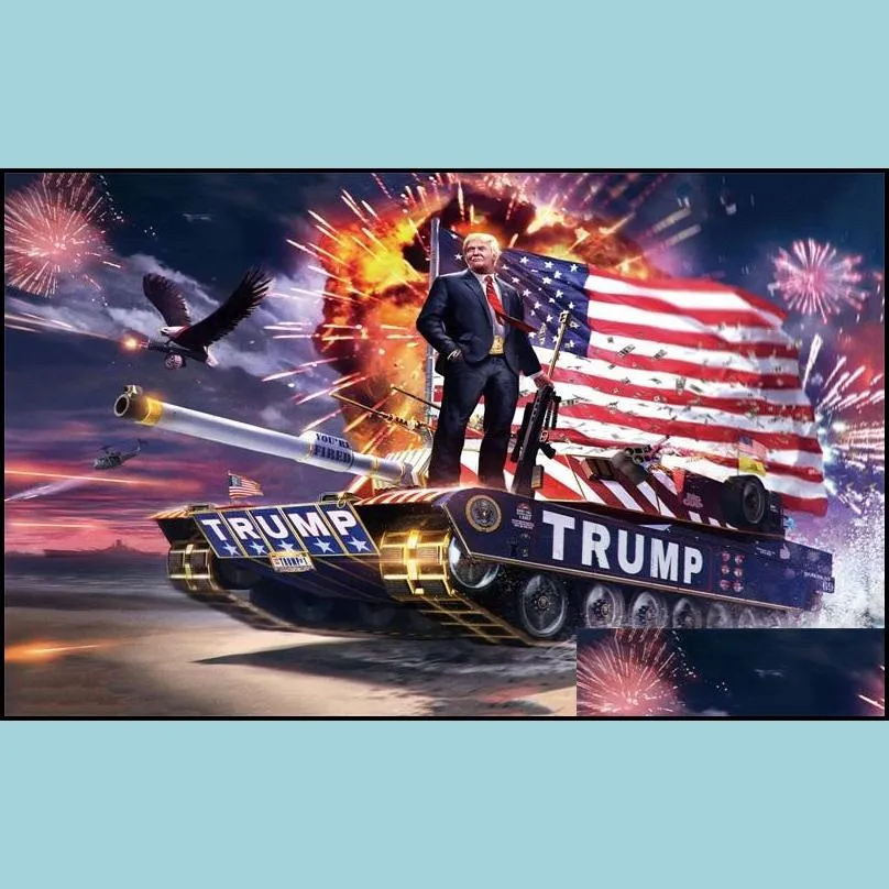 trump tank flag donald john banner usa president decortive train keep america great various styles 12wf f1