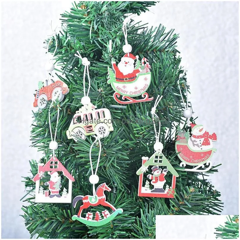 christmas decorations wooden painted train heads hanging pendant for tree showcase year store window xmas ornamentchristmas