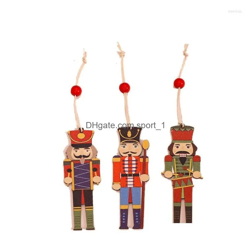 christmas decorations 9pcs nutcracker soldier wooden pendants decoration puppet for year home xmas ornaments 2022