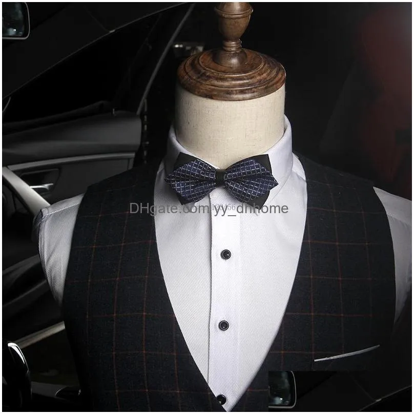 fashion mans engagement wedding ties dress elegant adjustable bow tie plaid pattern business suit shirt bowtie fashion