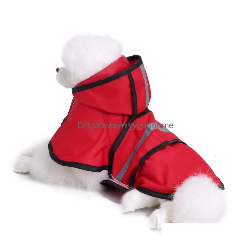 dog raincoat with cap reflective waterproof glisten dog rain cape cloak summer pet dog clothes