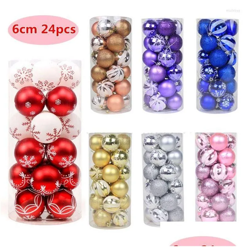 christmas decorations 6cm 24pcs/pack tree balls xmas ornament glitter hanging ball home party decor prop gifts supplies