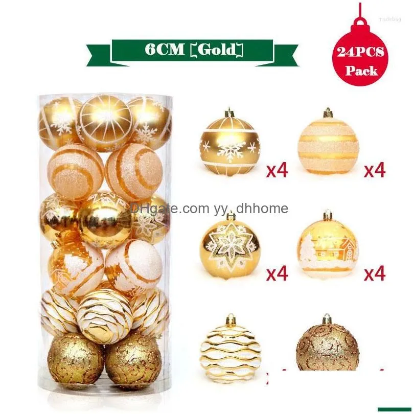 christmas decorations 6cm 24pcs/pack tree balls xmas ornament glitter hanging ball home party decor prop gifts supplies