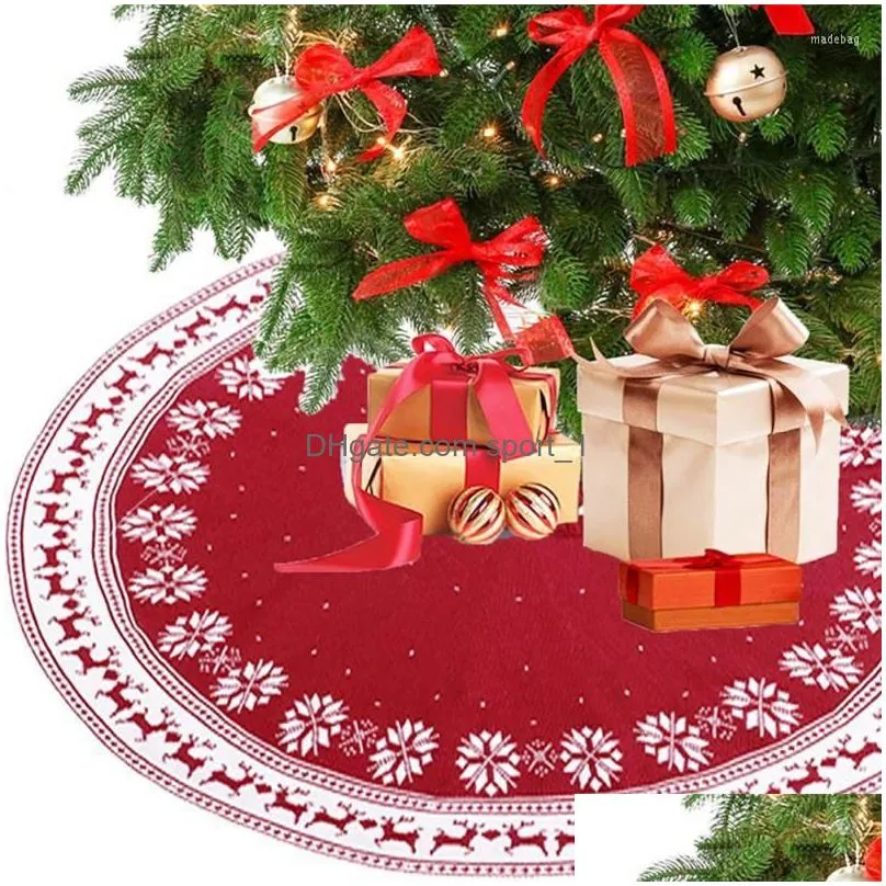 christmas decorations 1pc tree skirt round snowman santa snowflake deer carpet knitted apron year home decoration