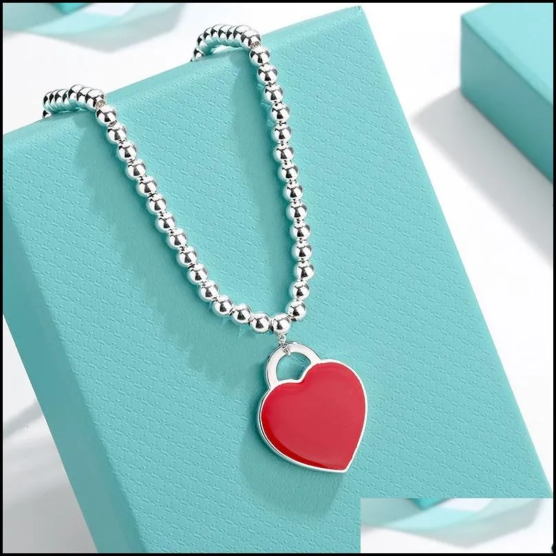 pendant necklaces sweater chain design brand heart love necklace red blue black for women jewelry gift drop delivery 2022 18fl6