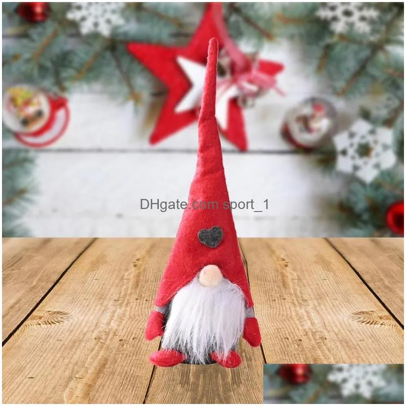 christmas decorations ornaments diy xmas gift portable non woven fabric cartoon cute red hat standing dwarf doll hanging decor for