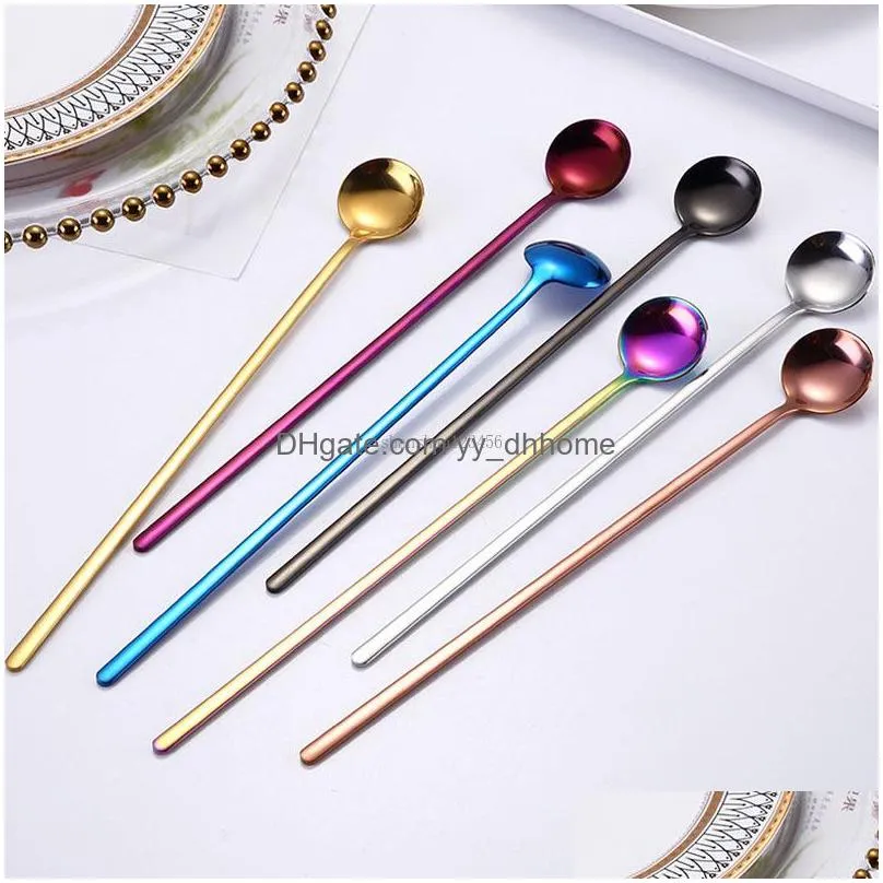 home long handle stirring scoops stainless steel coffee scoops ice scoop mug cup spoon home kitchen coffeeware 