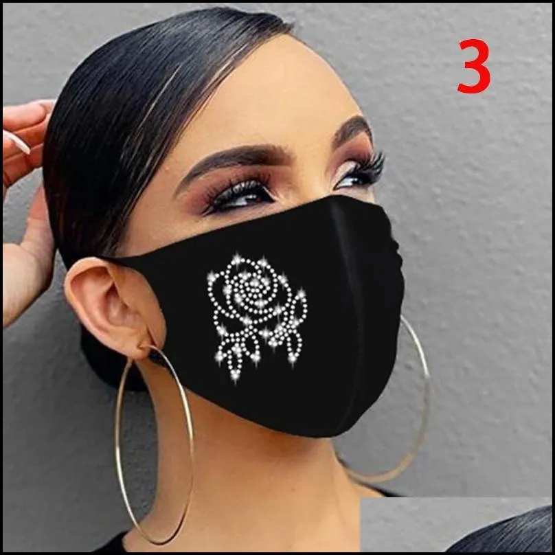 fashion sparkling rhinestone women jewelry elastic mask magic scarves reusable washable fashionable face bandana masks headwears 85 v2
