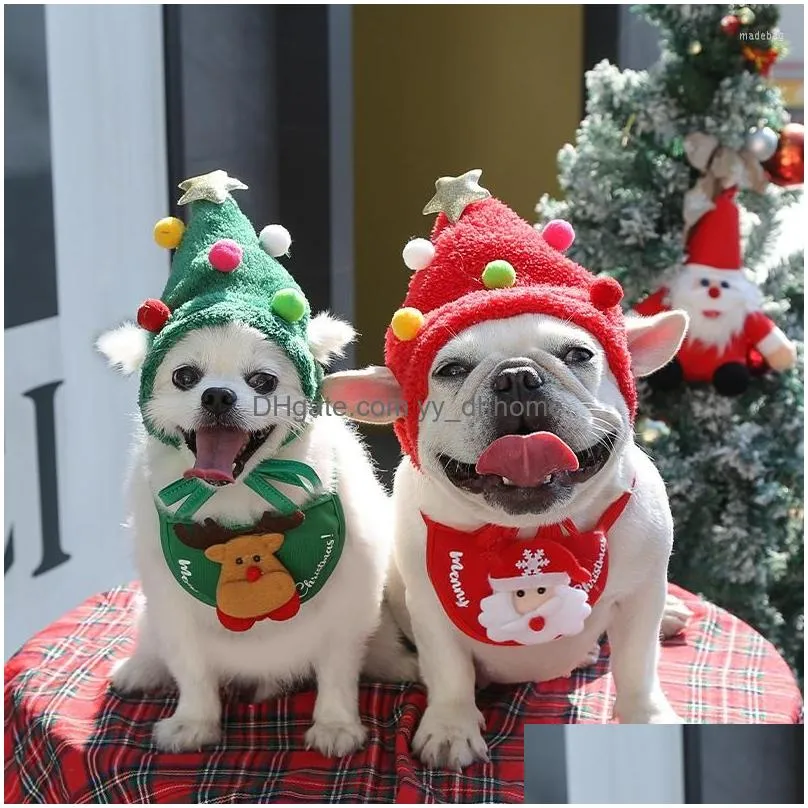 dog apparel christmas hat pet cap scarf bibs santa elk cute cosplay costume outfit for small medium doggy cats headgear accessories