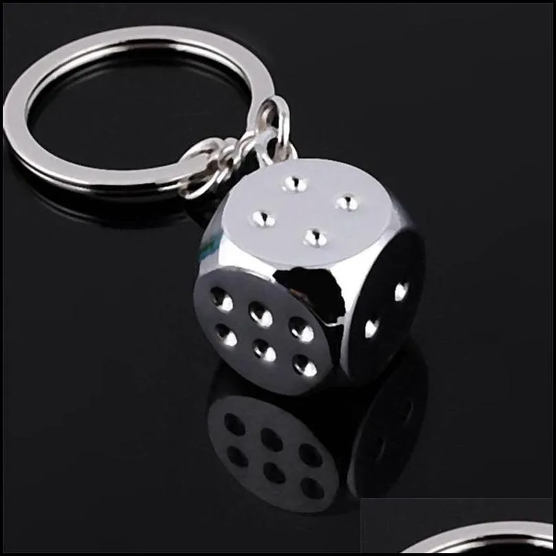  dhs hot keychains super deal new creative key chain metal genuine personality dice alloy keychain for car key ring trinket 174 j2