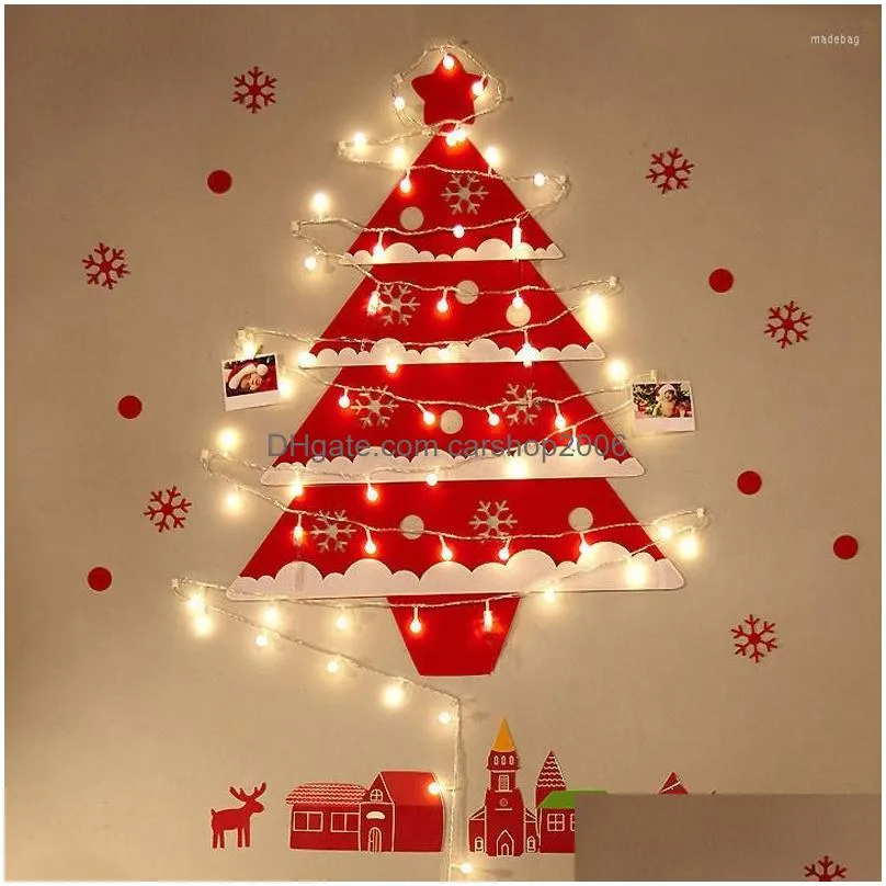 christmas decorations 2022 merry tree wall stickers reusable felt window santa snowman scene layout with light year decoration