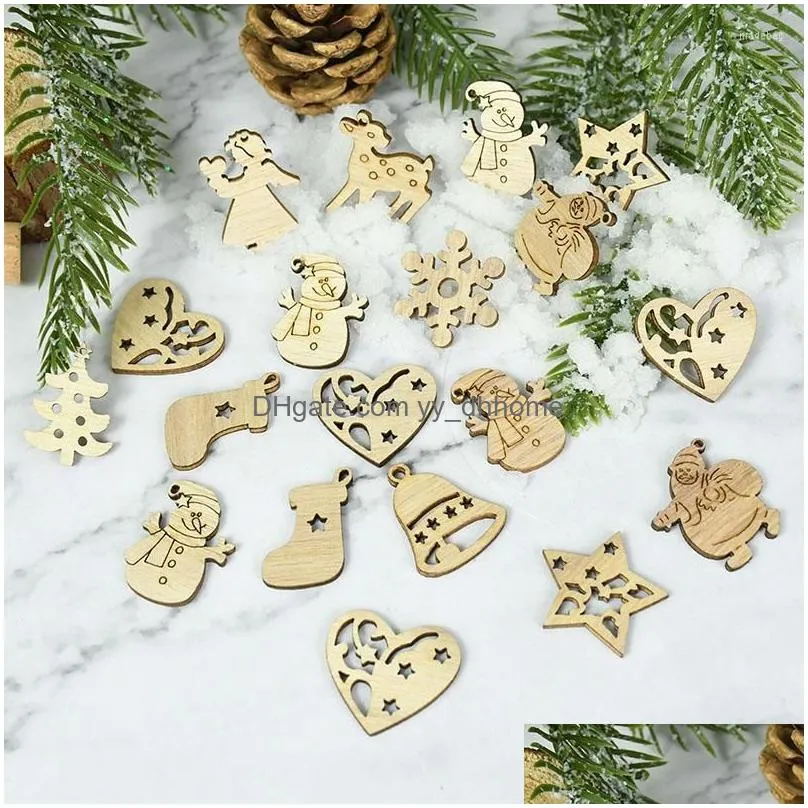 christmas decorations 50/100pcs mini wooden chips diy hanging pendants craft table scatter confetti xmas year decoration party