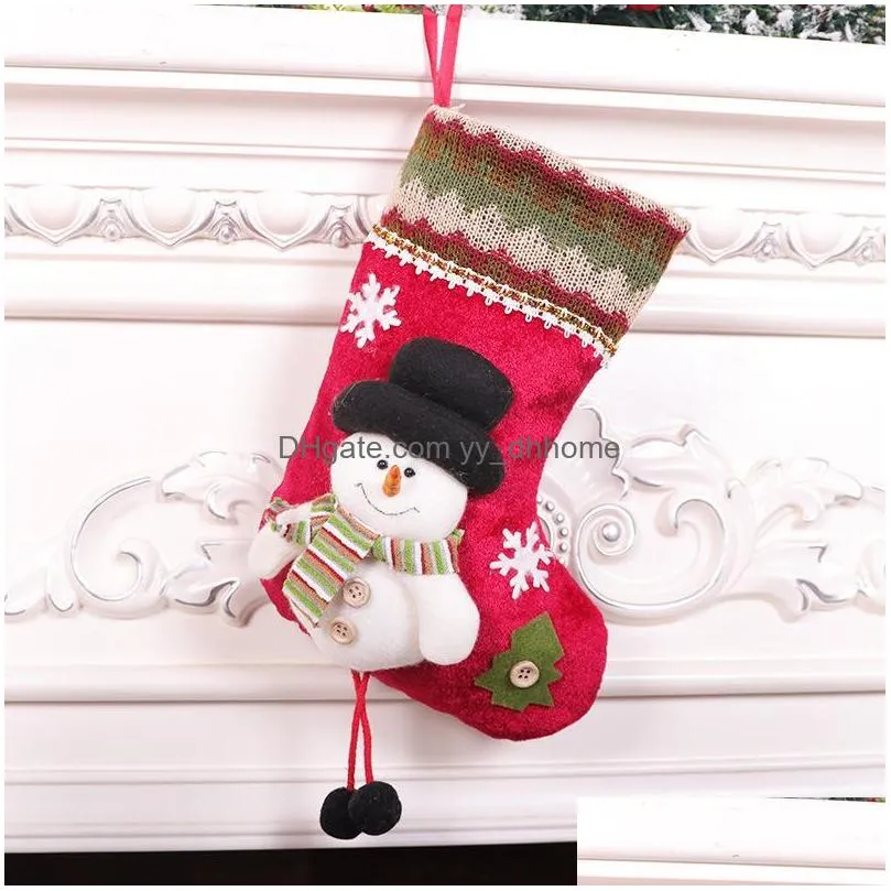 christmas decorations year stocking socks sack xmas gift candy bag with snowman santa elk printing for home navidad tree