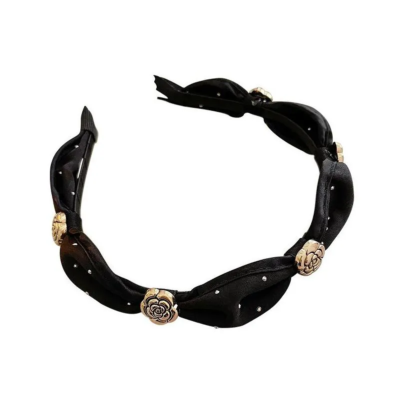 headband high end temperament camellia hair hoop female autumn and winter new skull top face washing hairpin high sense hairs binding