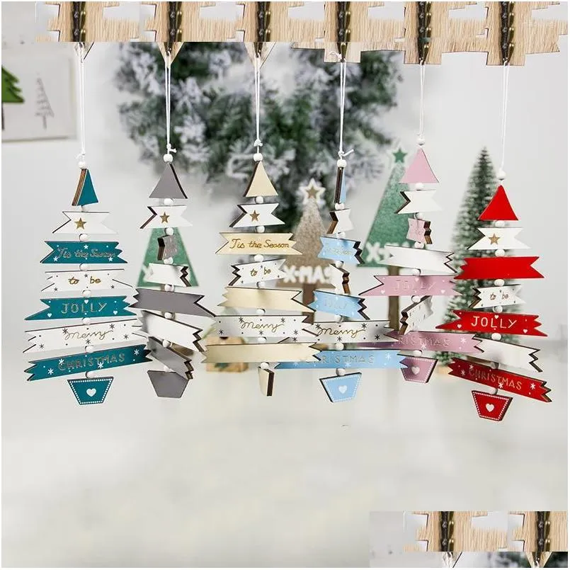 christmas decorations 1pcs wooden pendants ornaments merry xmas tree ornament wood crafts for home party wall decoration