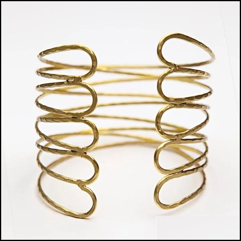 simple gold and silver swirl arm cuff fashion armband mesh bracelet punk exaggerated armband bracelet female
