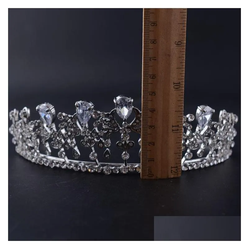 vintage baroque bridal tiaras accessories silver white princess headwear stunning white diamonds wedding tiaras and crowns 14.2x5.2cm