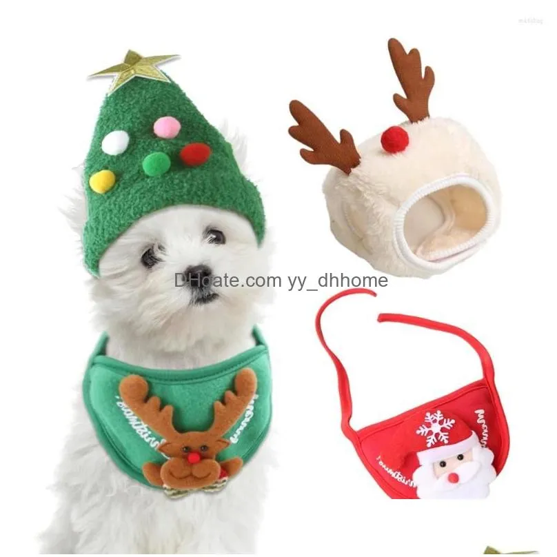 dog apparel christmas hat pet cap scarf bibs santa elk cute cosplay costume outfit for small medium doggy cats headgear accessories