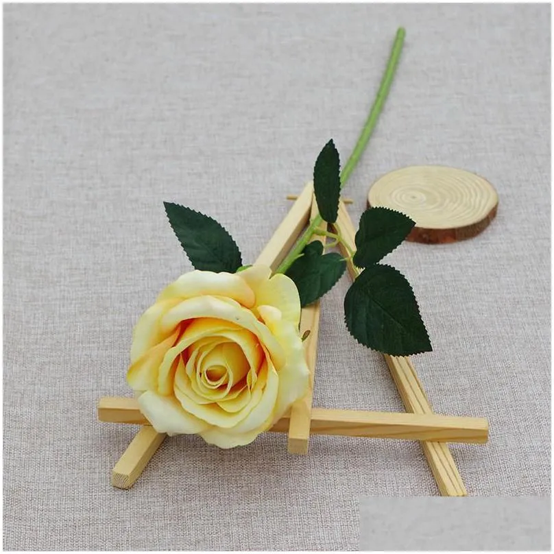 creative single artificial rose 21 colors simulation roses flowers wedding party decoration fake flower valentines day gift t9i00987 252