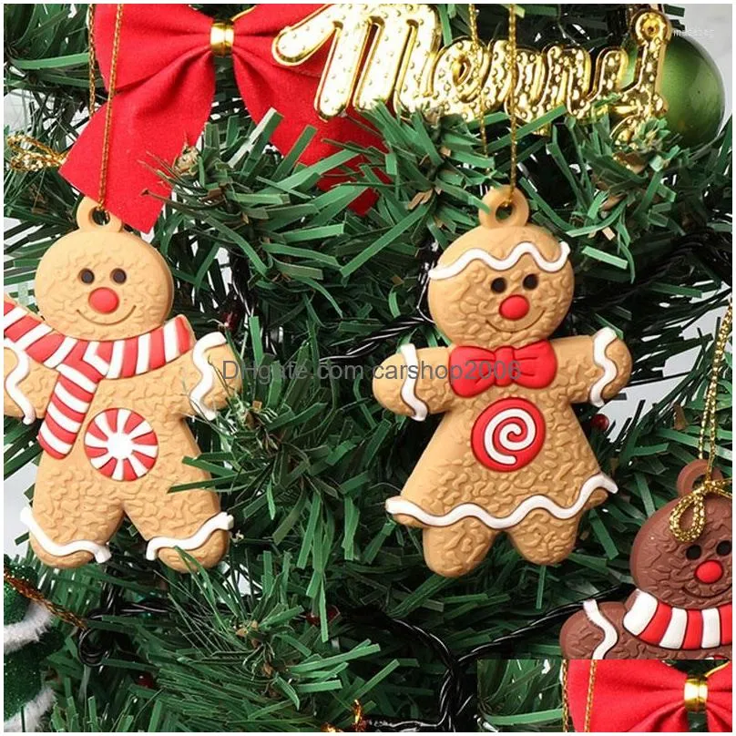 christmas decorations 6/12pcs gingerbread man tree pendant decoration home penda