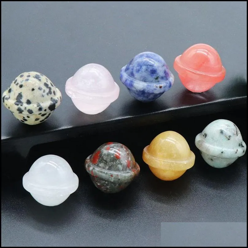 natural semi precious stone planet ornament handmade craved ufo universe shape rock gemstone healing crystal stone home decoration rose quartz agate tiger