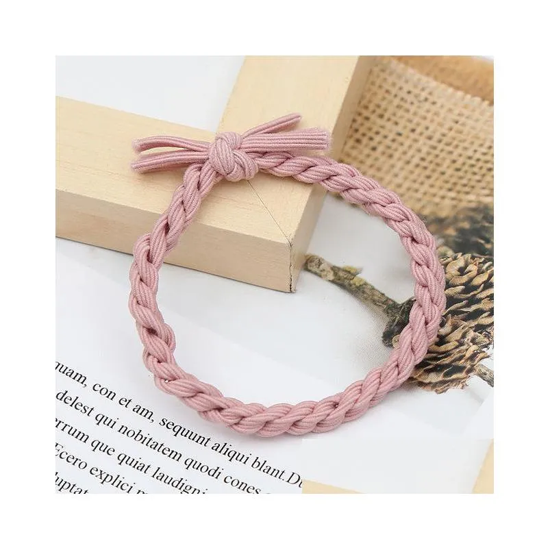 manufacturers direct selling hair rope korean version color matching braid high elastic thick head hand woven knotted headdress