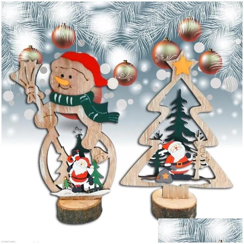 christmas decorations tree wooden ornaments table santa claus snowman home 2022 year craft pendants decoration xmas party