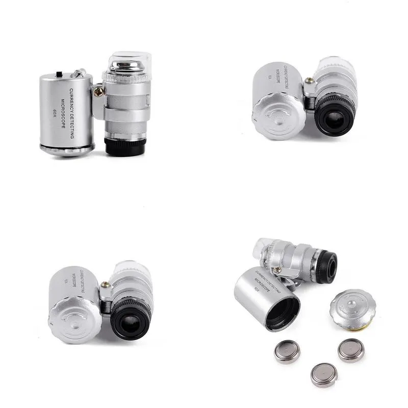 60x handheld mini pocket microscope loupe jeweler magnifier led light easy to carry with a magnifying glass