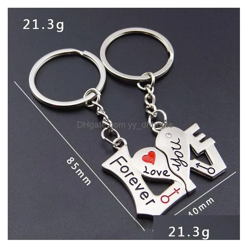 couple i love you forever keychain heart key ring bag hangs women men lovers valentines day gift fashion jewelry