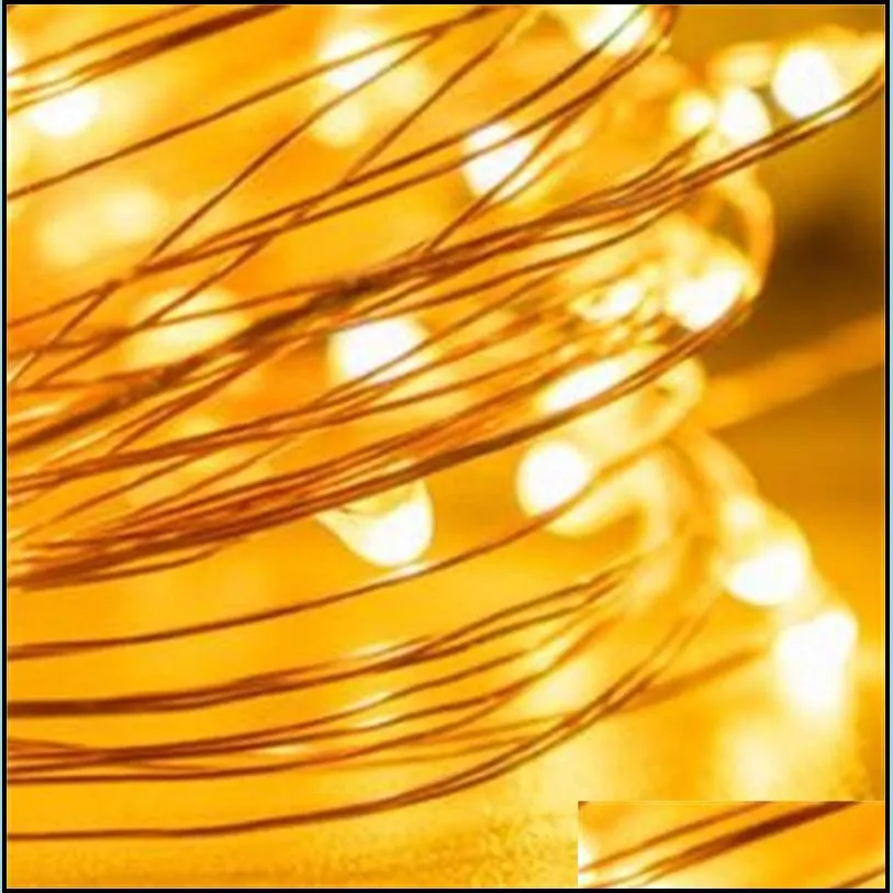 decorative flower led string light 1m 2m  small battery operated plated silver wire copper strings lights for xmas halloween party decor 142