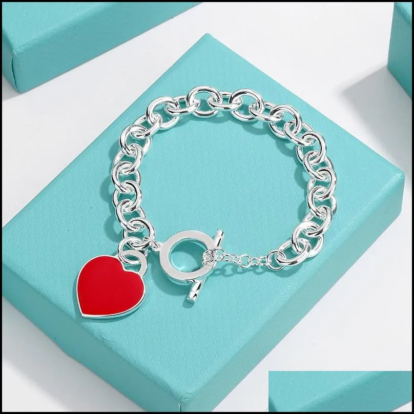 charm bracelets needle enamel heart bracelet fine jewelry for women black blue pink red pseiras famous drop delivery 2022 183dr