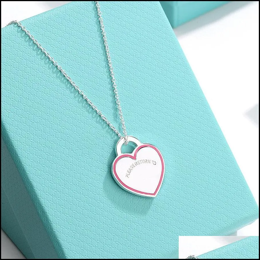 pendant necklaces design brand enamel heart love necklace clavicle red blue pink for women jewelry gift drop delivery 2022 18twb