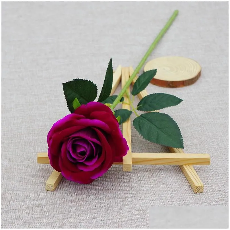 creative single artificial rose 21 colors simulation roses flowers wedding party decoration fake flower valentines day gift t9i00987 252