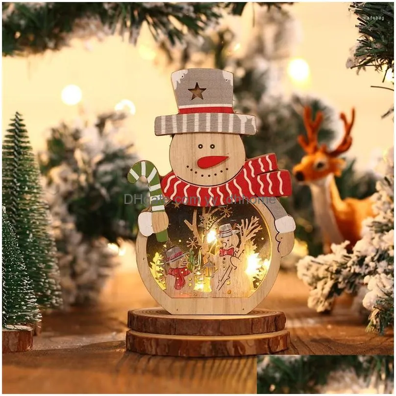christmas decorations led luminous santa claus shape wooden ornaments navidad gifts happy year decoration