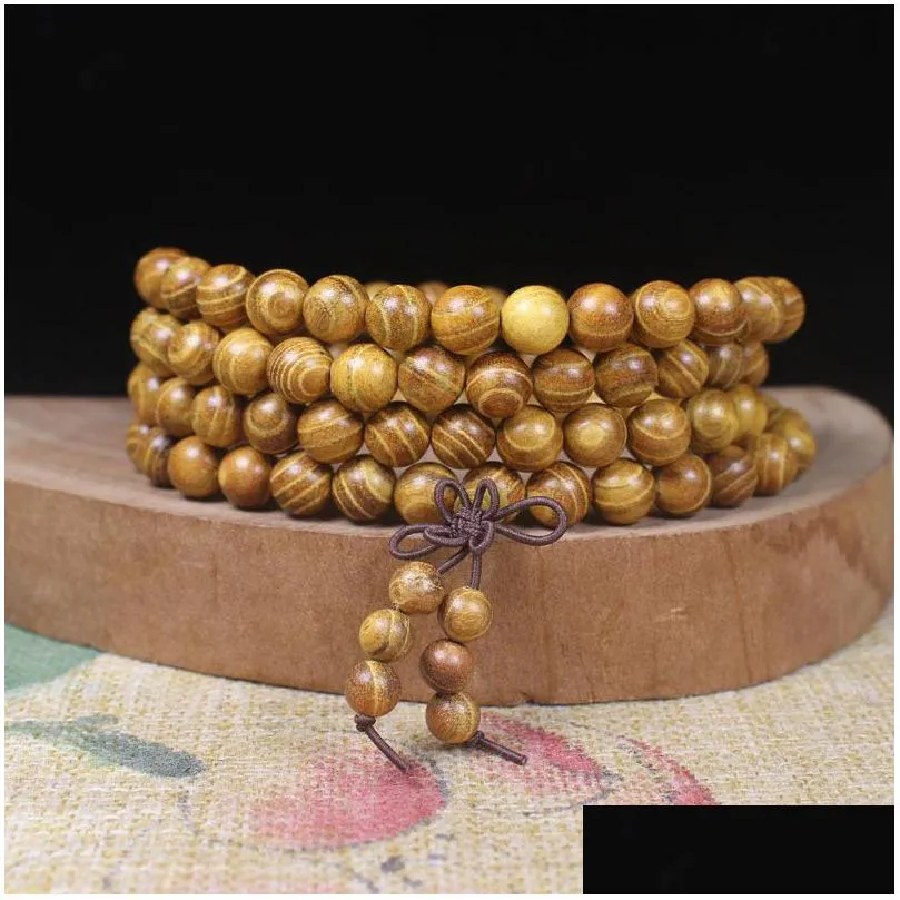 gold teak 8mm 6mm 108 beads bracelets and strands mens and womens jewelry manufacturers wholesale run