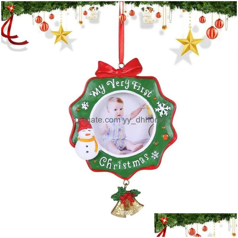 christmas decorations frame ornament 2022 3.9x3.6in wreath po tree for baby