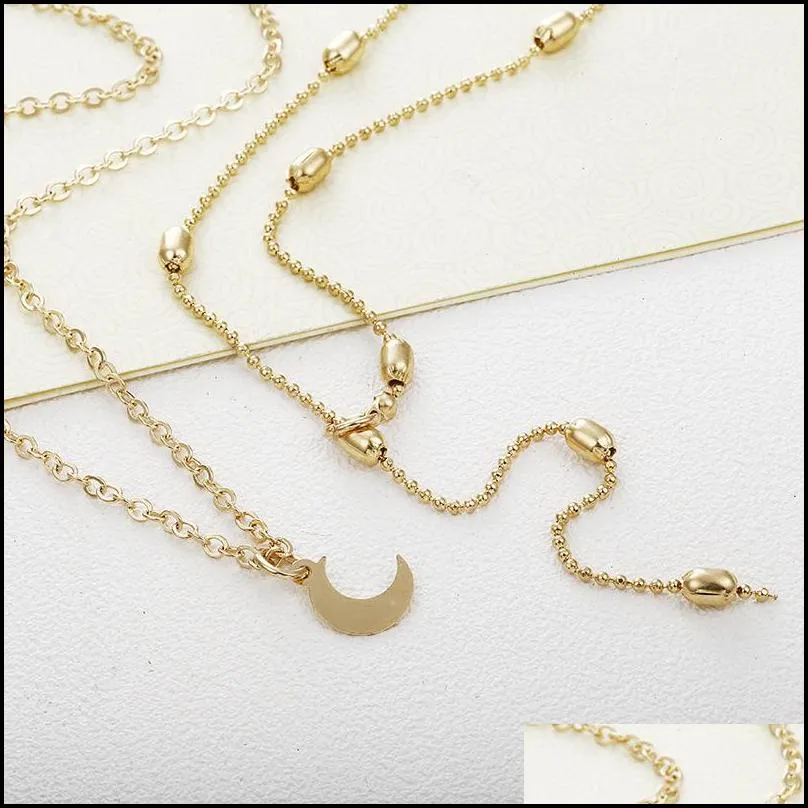 multilayer moon bead chain necklace item pendant pendant sequin chain jewelry for women wedding gifts