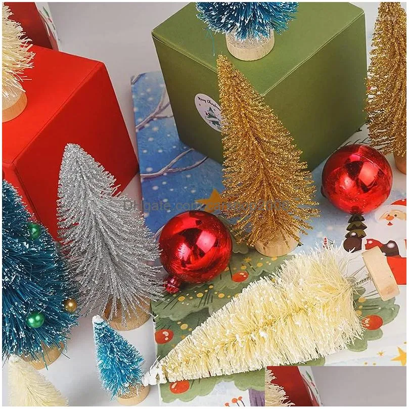 christmas decorations 33pcs ornaments mini sisal silk xmas tree creative for home decoration pi669