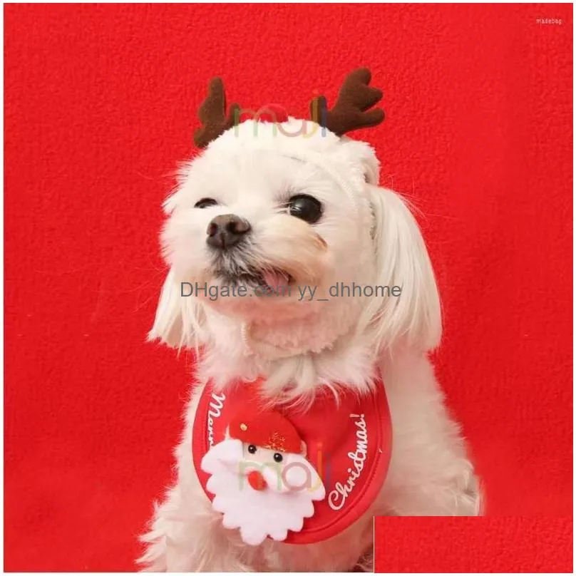 dog apparel christmas hat pet cap scarf bibs santa elk cute cosplay costume outfit for small medium doggy cats headgear accessories