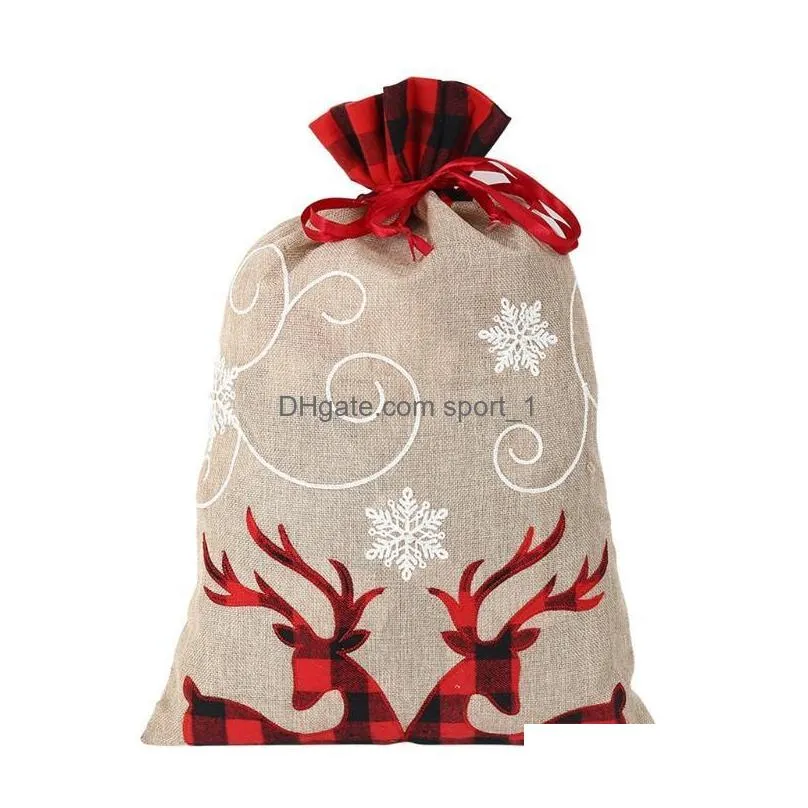 christmas decorations merry big candy bag linen tote drawstring wrapping diy wedding party favor for storing food packing drop